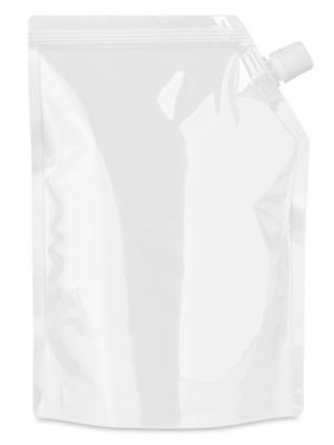 Spouted Stand-Up Barrier Pouches - 7 x 10 x 3 1/2", Glossy White S-24453W