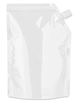 Spouted Stand-Up Barrier Pouches - 7 x 10 x 3 1/2", Glossy White S-24453W