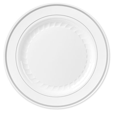 White plates clearance with silver trim