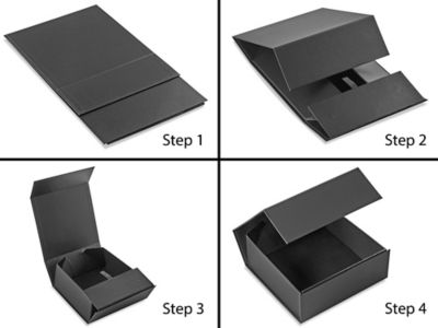 Magnetic Gift Boxes - Matte, 8 x 8 x 3 1/8, Black - ULINE - Carton of 10 - S-24511BL