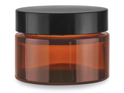Amber Straight-Sided Glass Jars - 1 oz, Phenolic Cap S-24530