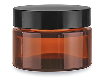 Amber Straight-Sided Glass Jars - 1 oz, Phenolic Lid S-24530