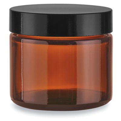 Amber Straight-Sided Glass Jars - 2 oz, Phenolic Cap S-24531