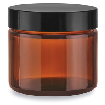 Amber Wide-Mouth Glass Jars - 8 oz S-20591 - Uline