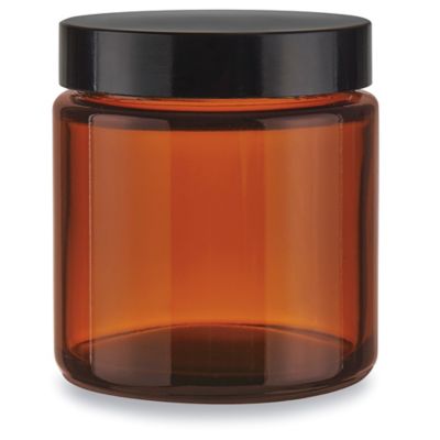 Amber Straight-Sided Glass Jars - 4 oz, Phenolic Cap