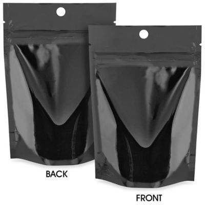 Hang Hole Stand-Up Pouches - 4 x 6 x 2", Black S-24537BL