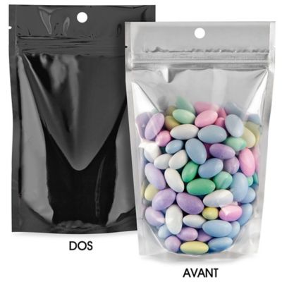 Hang Hole Stand-Up Pouches - 5 x 8 x 2 1/2", Black Back S-24538BLB