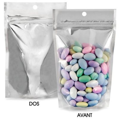Hang Hole Stand-Up Pouches - 5 x 8 x 2 1/2", Silver Back S-24538SILB