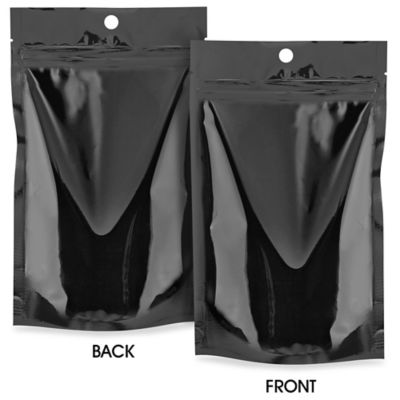 Hang Hole Stand-Up Pouches - 6 x 9 x 3", Black S-24539BL