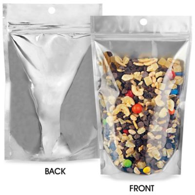 Hang Hole Stand-Up Pouches - 6 x 9 x 3", Silver Back S-24539SILB