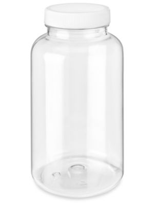 Clear Boston Round Glass Bottles - 16 oz S-18031 - Uline