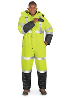 Hi Vis Winter Work Clothing Fluorescent Reflective Workwear Uniforms  detachable lining water proof cold storage worker Coveralls