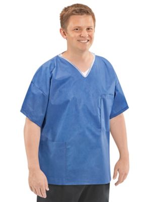 Uline Disposable Scrub Shirts - Navy, 2XL S-24601NB-2X