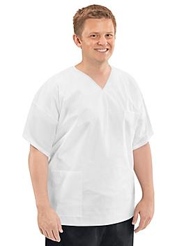 Uline Disposable Scrub Shirts - White, Large S-24601W-L