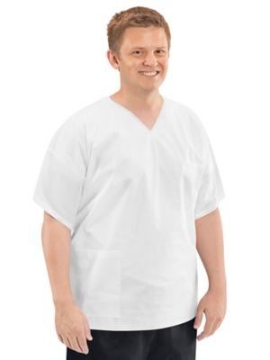 Uline Disposable Scrub Shirts - White, Medium S-24601W-M