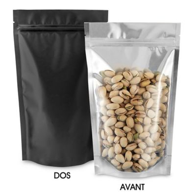 Matte Stand-Up Barrier Pouches - 6 x 11 x 3", Black Back S-24663BLB