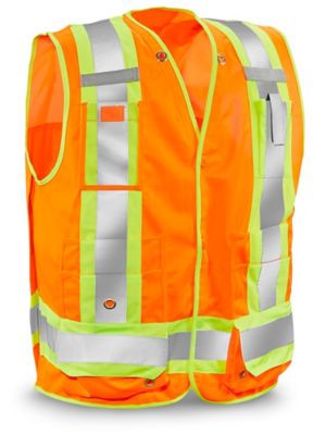 Class 2 Deluxe Hi-Vis Safety Vest with Pockets - Orange, S/M S-24666ORG-S