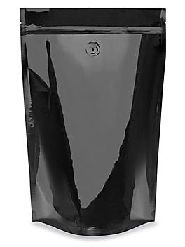 Stand-Up Coffee Pouches - 9 x 13 1/2 x 4 3/4", Glossy Black S-24687BL