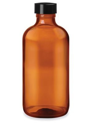 Amber Boston Round Glass Bottles - 16 oz