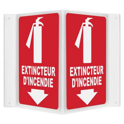 Projecting Sign - "Extincteur d'incendie", 3-Way, 6 3/4 x 8 x 5 1/2" S-24746