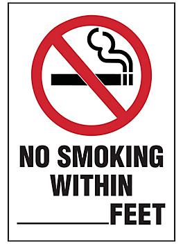 "No Smoking Within _ Feet" Sign - Vinyl, Adhesive-Backed S-24755V