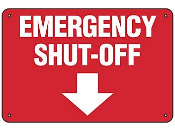 "Emergency Shut-Off" Sign - Aluminum S-24757A