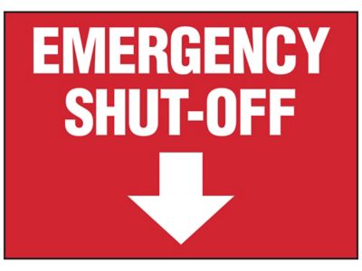 "Emergency Shut-Off" Sign - Vinyl, Adhesive-Backed S-24757V