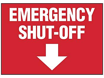 "Emergency Shut-Off" Sign - Vinyl, Adhesive-Backed S-24757V