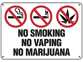 "No Smoking No Vaping No Marijuana" Sign - Plastic S-24759P