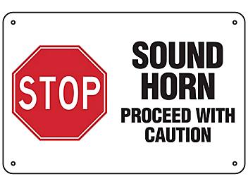 "Sound Horn Proceed With Caution" Sign - Aluminum S-24761A