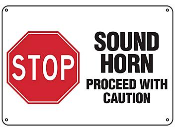 "Sound Horn Proceed With Caution" Sign - Plastic S-24761P