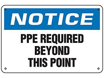 "PPE Required Beyond This Point" Sign - Aluminum S-24762A