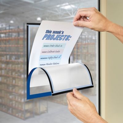 Magnetic Sign Holders - Adhesive-Backed, Blue S-24767BLU - Uline