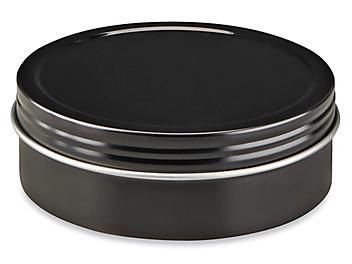 Screw-Top Metal Tins - 4 oz, Shallow, Black S-24824BL