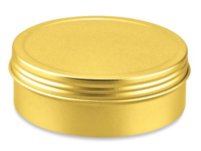 Screw-Top Metal Tins - 4 oz, Shallow, Gold