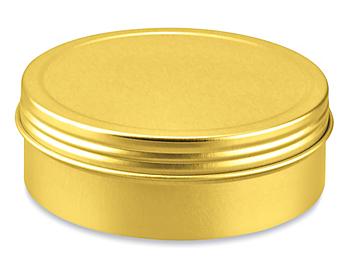 Screw-Top Metal Tins - 4 oz, Shallow, Gold S-24824GOLD