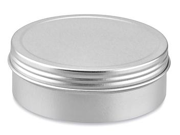 Screw-Top Metal Tins - 4 oz, Shallow, Silver S-24824SIL