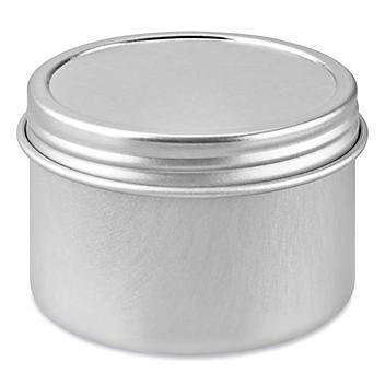 Screw-Top Metal Tins - 2 oz, Deep, Silver S-24825