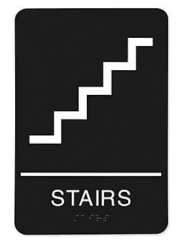Plastic Access Sign - "Stairs", Black S-24827BL