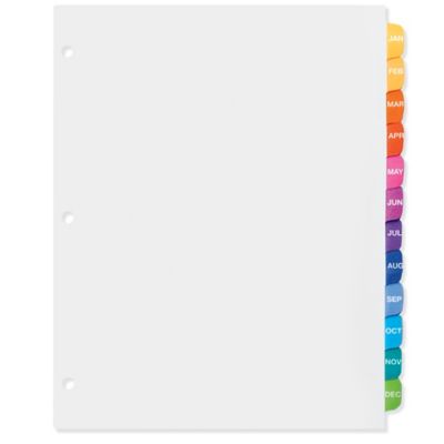 Binder Dividers - Monthly Tab, Colored