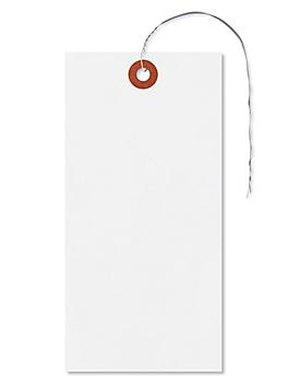 White HDPE Tags - #8, 6 1/4 x 3 1/8", Pre-wired S-24928