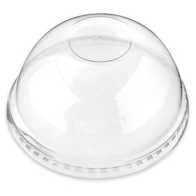 Uline Crystal Clear Plastic Lid - 16 & 24 oz, Dome, No Hole S-24932
