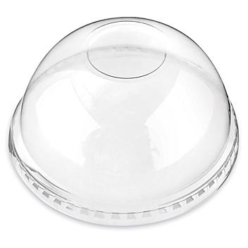 Uline Crystal Clear Plastic Lid - 16 & 24 oz, Dome, No Hole S-24932