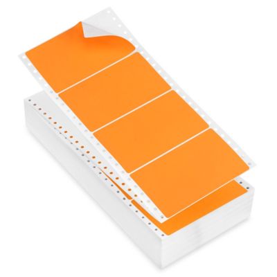 Uline Pinfeed Computer Labels - Fluorescent Orange, 5 x 2 15/16" S-2494O