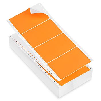 Uline Pinfeed Computer Labels - Fluorescent Orange, 5 x 2 15/16" S-2494O