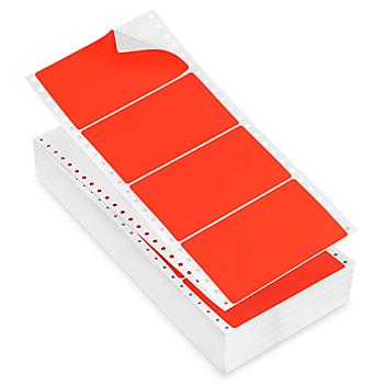 Uline Pinfeed Computer Labels - Fluorescent Red, 5 x 2 15/16" S-2494R