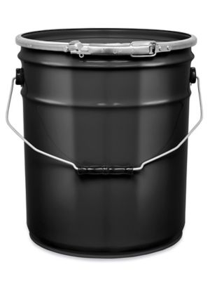 Steel Pail Lever Lock Lid - Lined, Black S-24964BL - ULINE