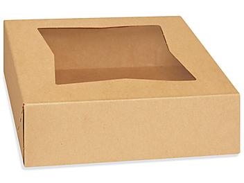Window Cake Boxes - 8 x 8 x 2 1/2", Kraft S-24992