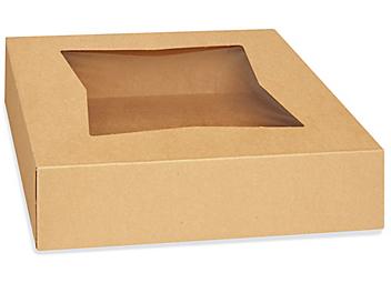 Window Cake Boxes - 10 x 10 x 2 1/2", Kraft S-24994
