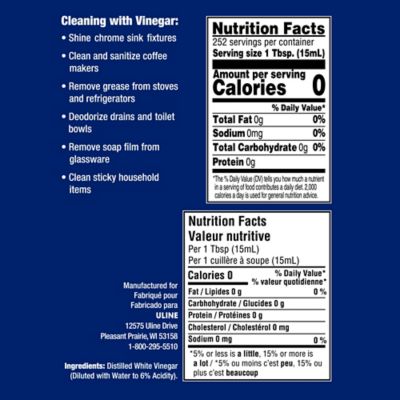 Uline – Vinaigre de nettoyage – Bouteille de 3,8 l S-25034 - ULINE